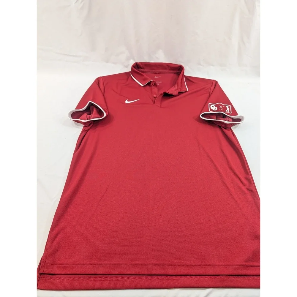 Oklahoma Sooners Golf Team Polo Shirt Mens  Large Red‎ Nike Dri Fit Short Sleeve